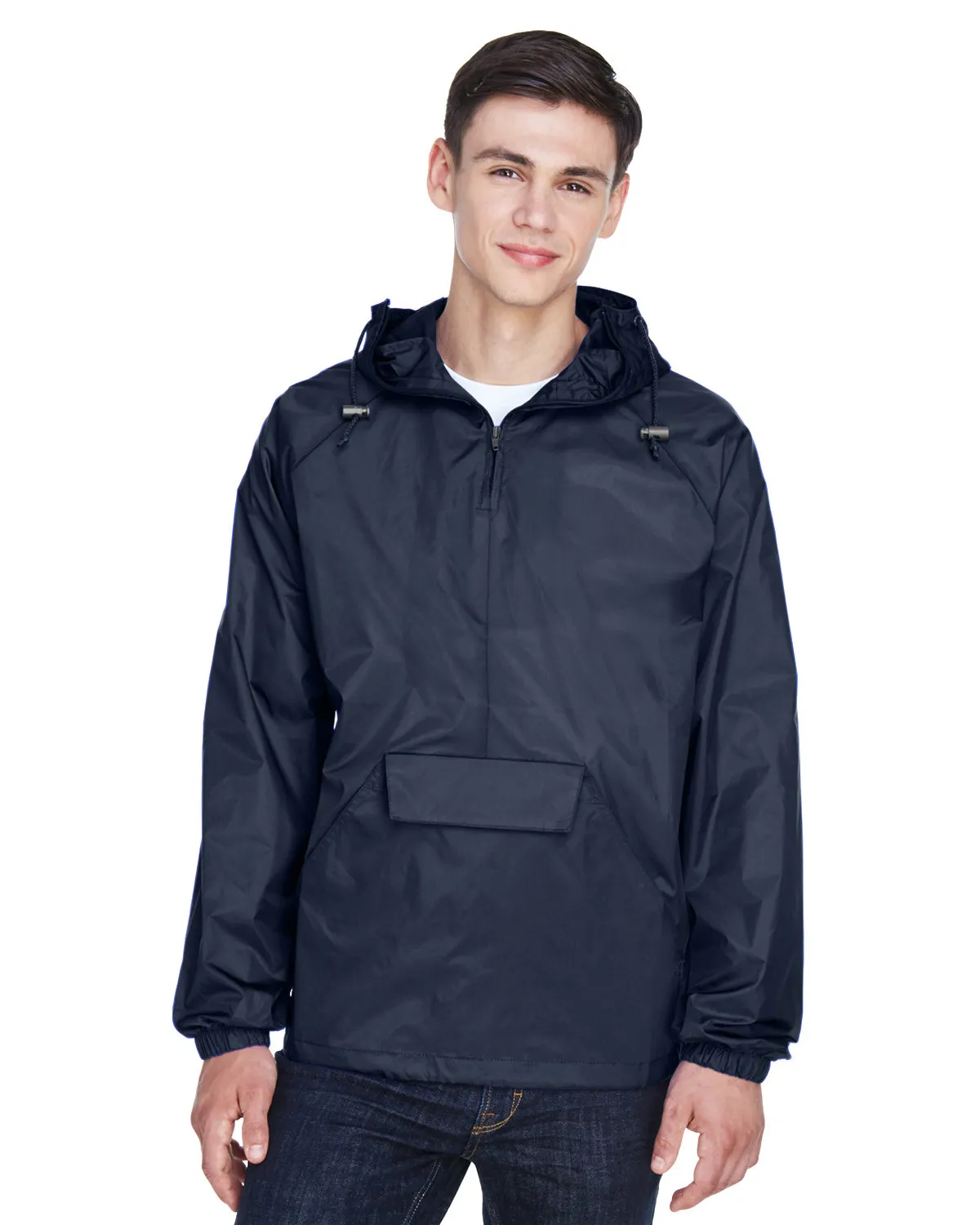 8925 UltraClub® Adult 1/4-Zip Hooded Nylon Pullover Pack-Away Jacket SKU: 8925