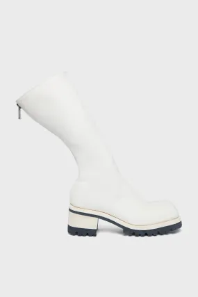 9089V BACK ZIP HIGH BOOTS WHITE