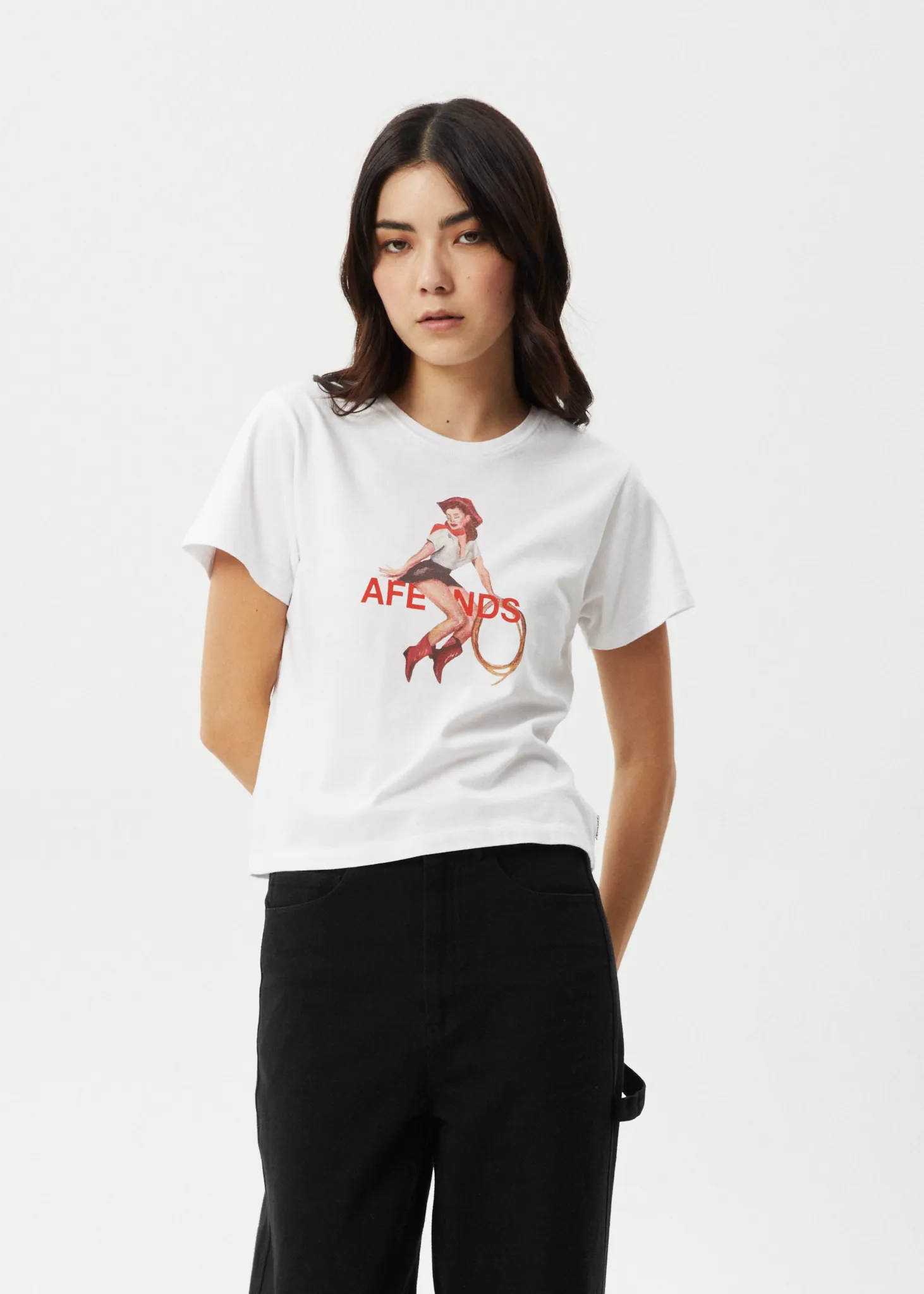 AFENDS Womens Sweet West - Recycled Baby Tee - White