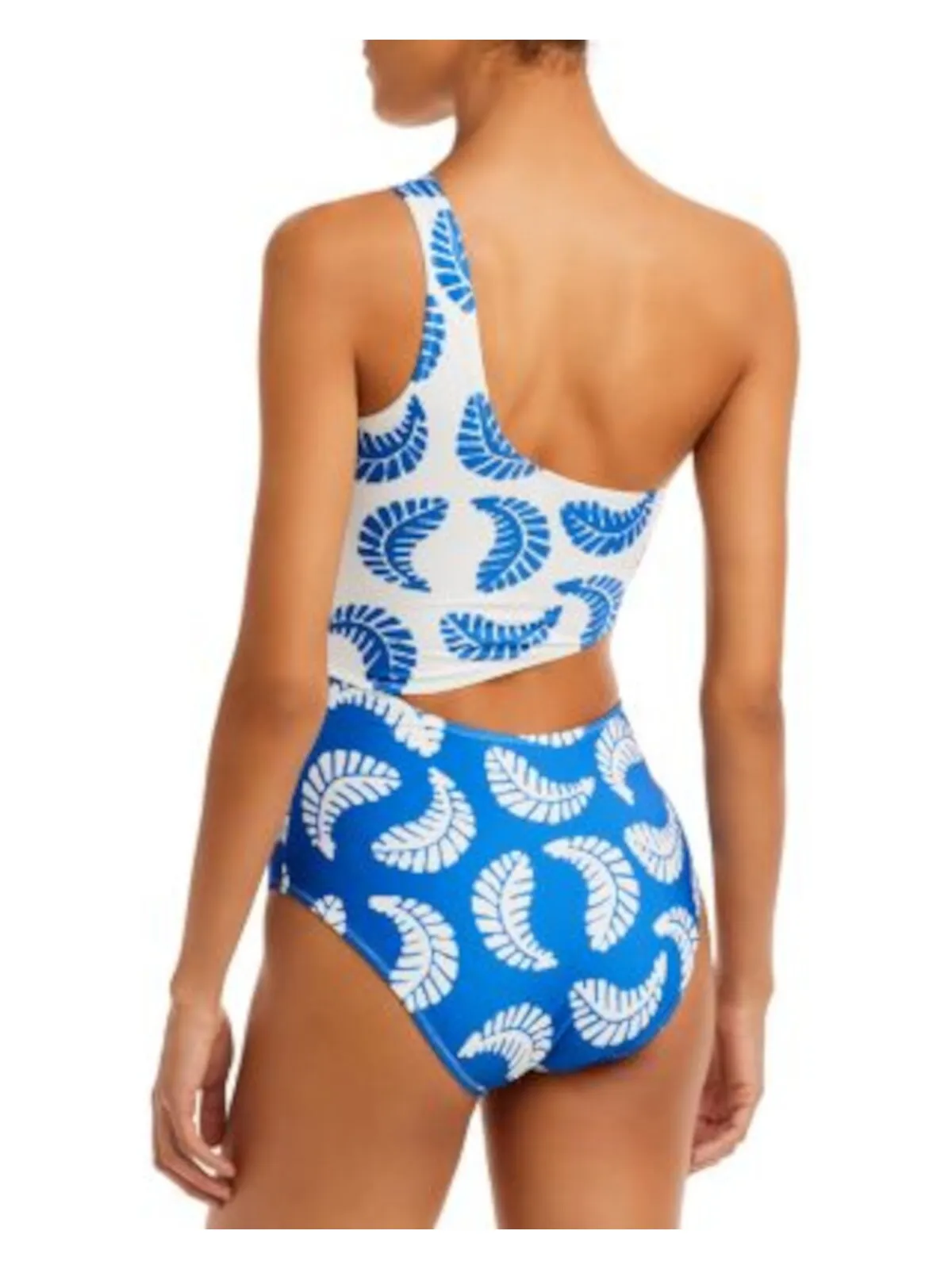 AQUA Women's Blue Color Block No Padding Lined Pull-On Cutout Full Coverage X Studio 189 One Shoulder One Piece Swimsuit