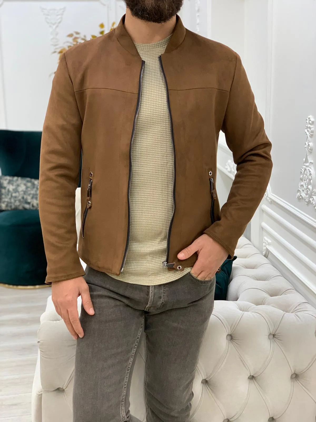 Bari Slim Fit Brown Jacket