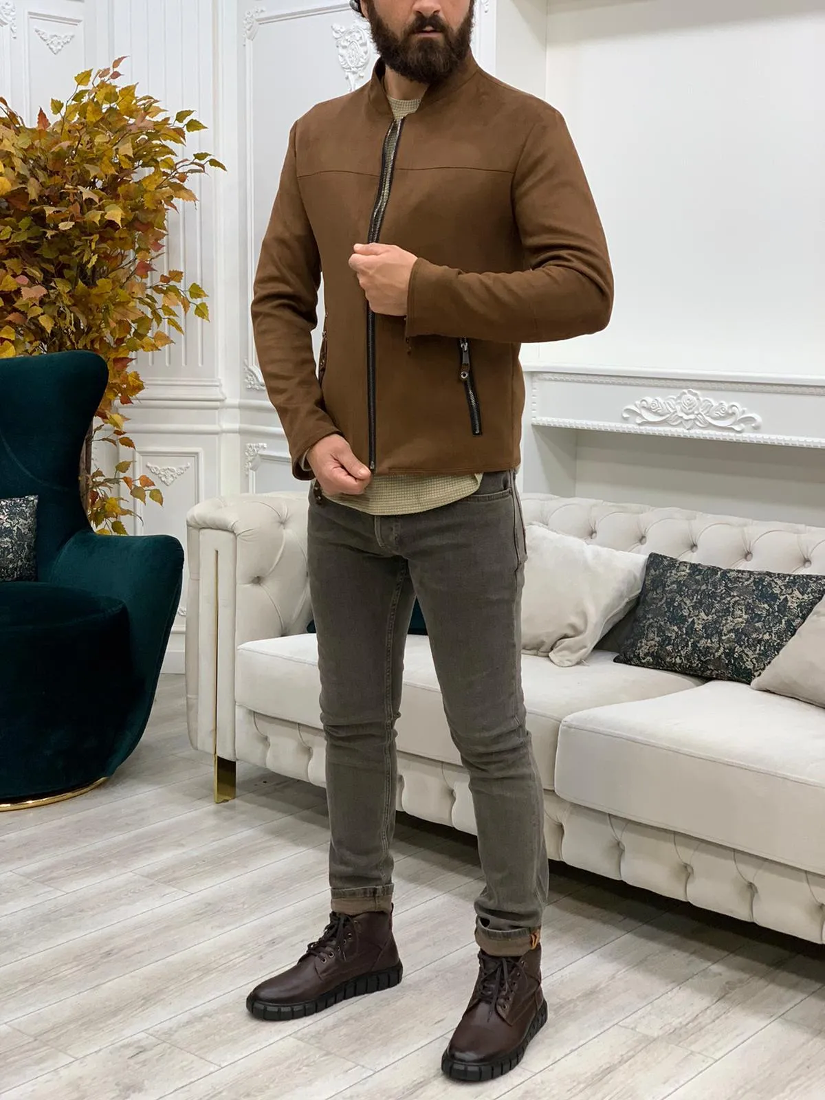 Bari Slim Fit Brown Jacket