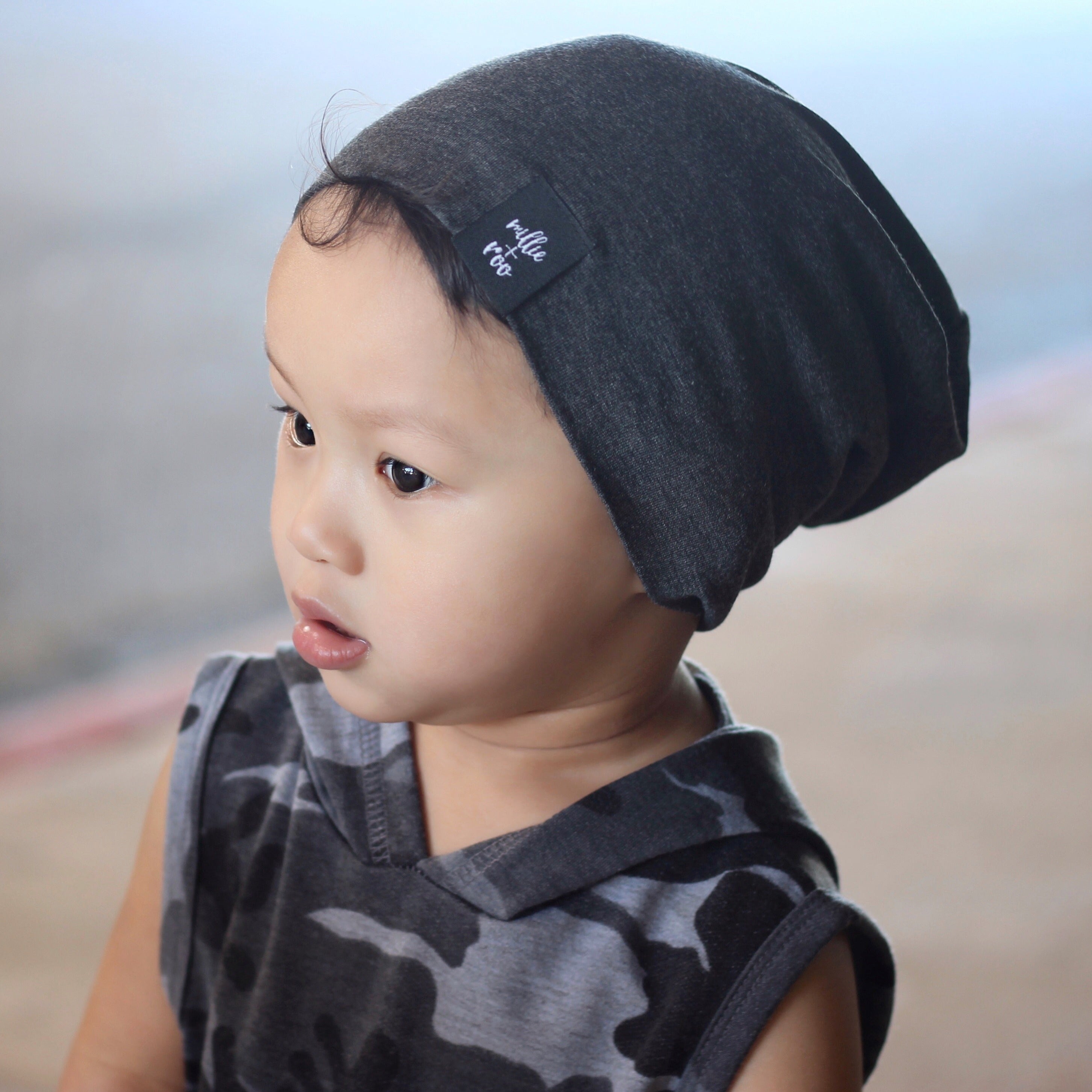 BEANIE- Charcoal French Terry Beanie