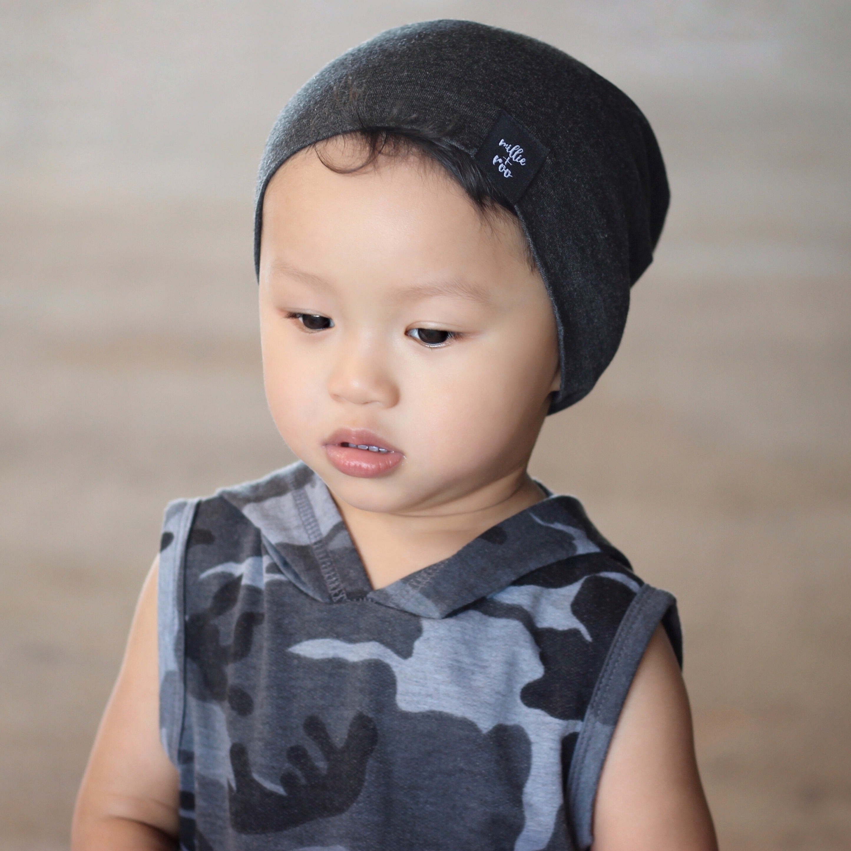 BEANIE- Charcoal French Terry Beanie