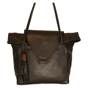 Black Leather XL Shopper Bag