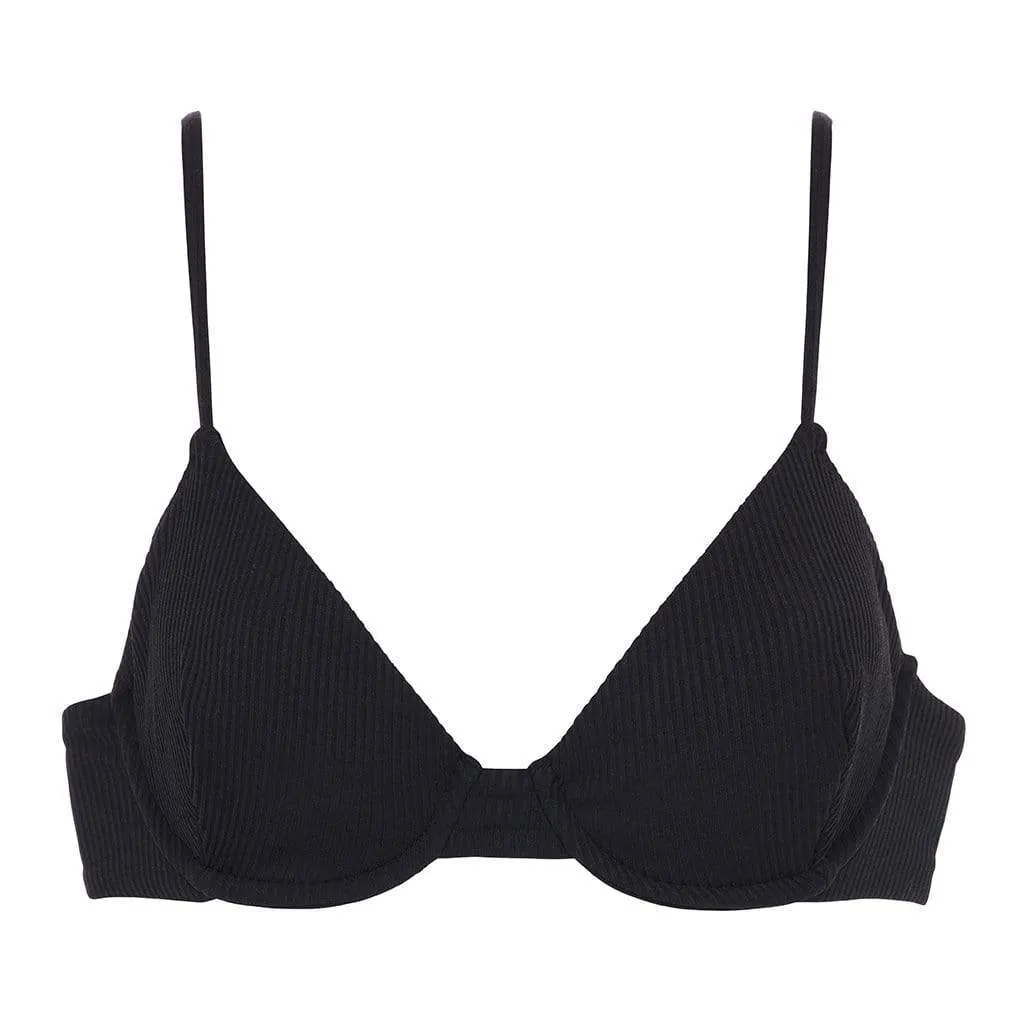 Black Rib Dainty Bikini Top