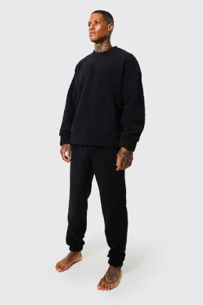 Borg Oversized Sweater And Cuffed Sweatpant Loungewear Set