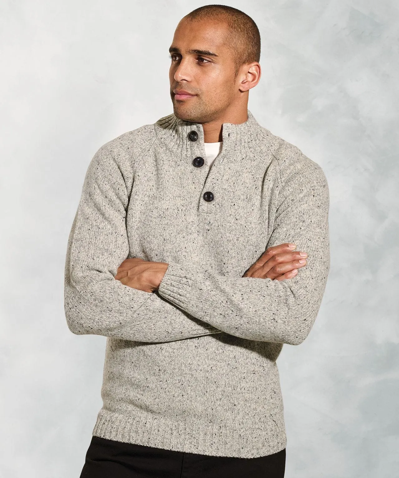 Brook Taverner Nep 3gg Raglan Sleeve Button Neck