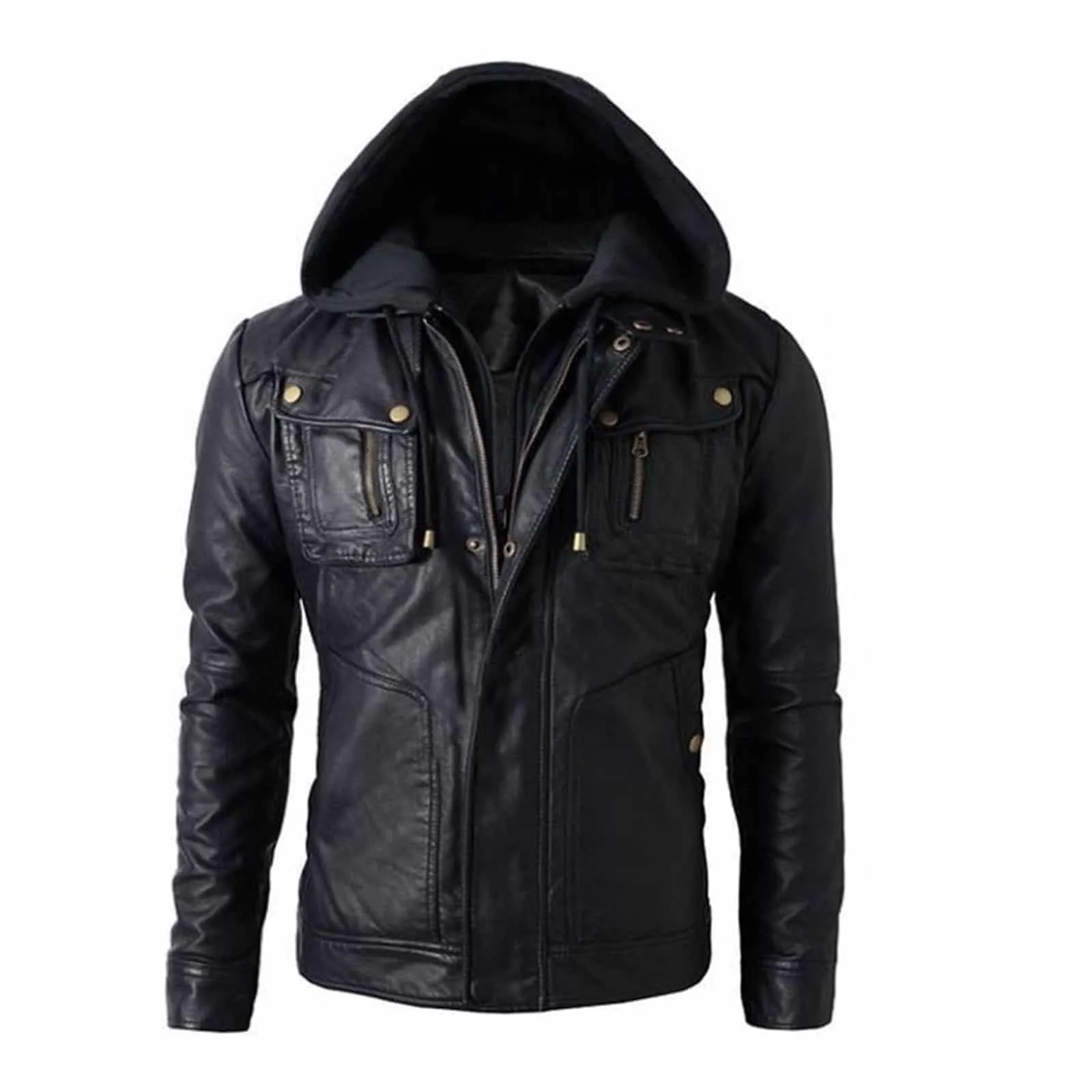 Buy Men's Hooded Leather Jacket - Jackets for Men 0070 | Kilt and Jacks