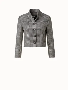 Cashmere Short Jacket with Prince of Wales Check