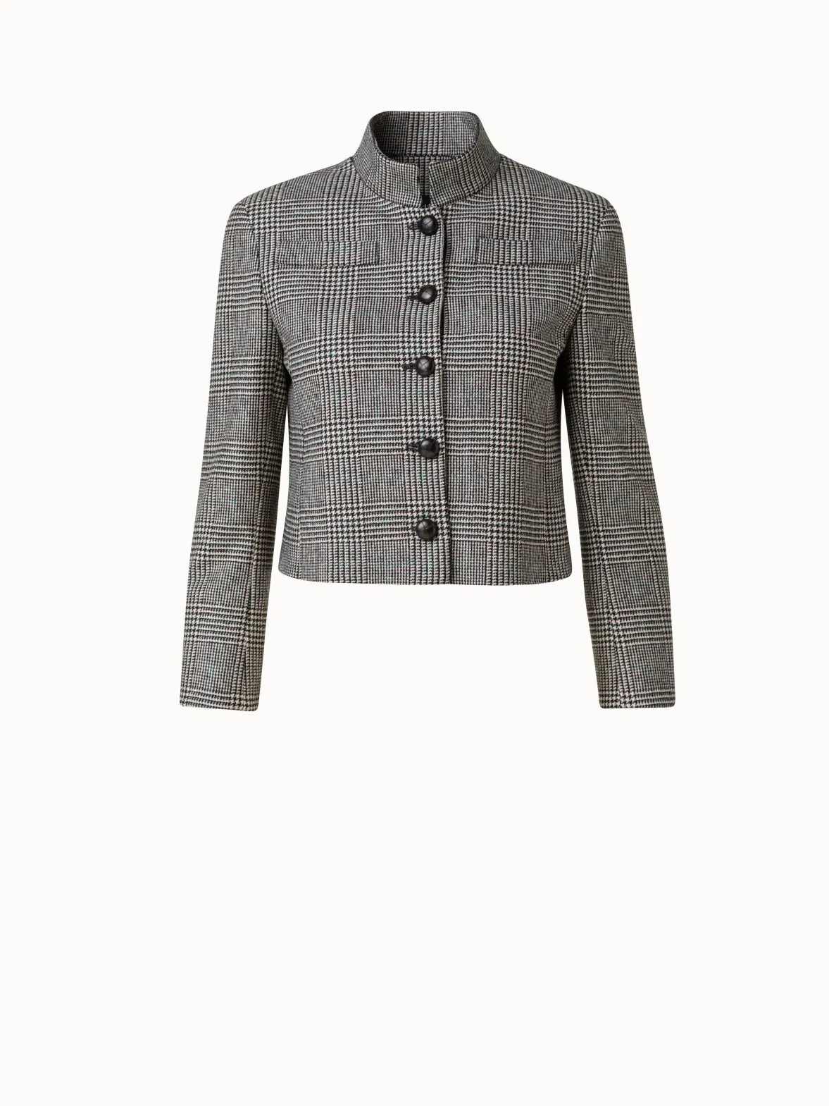 Cashmere Short Jacket with Prince of Wales Check