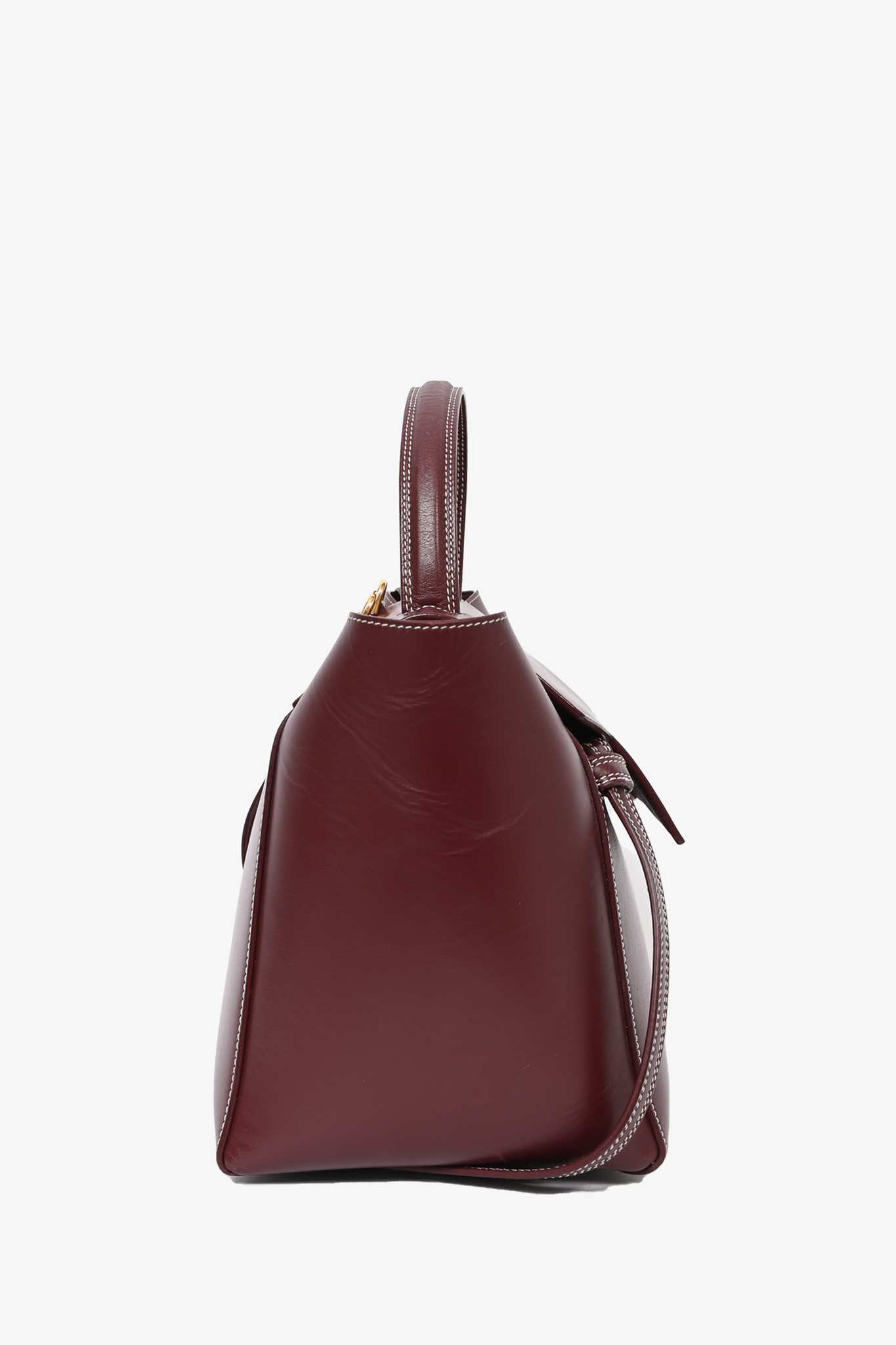 Celine 2016 Burgundy Contrast Stitch Mini Belt Bag with Strap