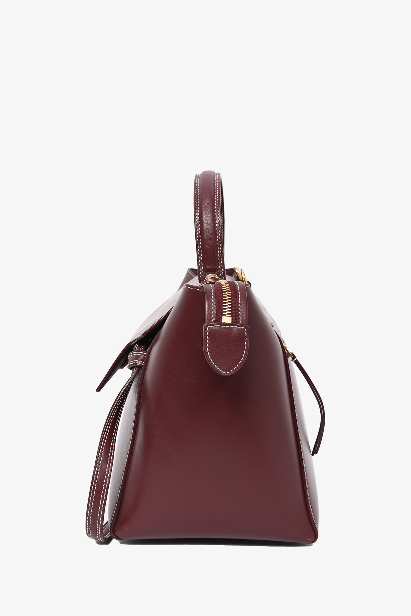 Celine 2016 Burgundy Contrast Stitch Mini Belt Bag with Strap