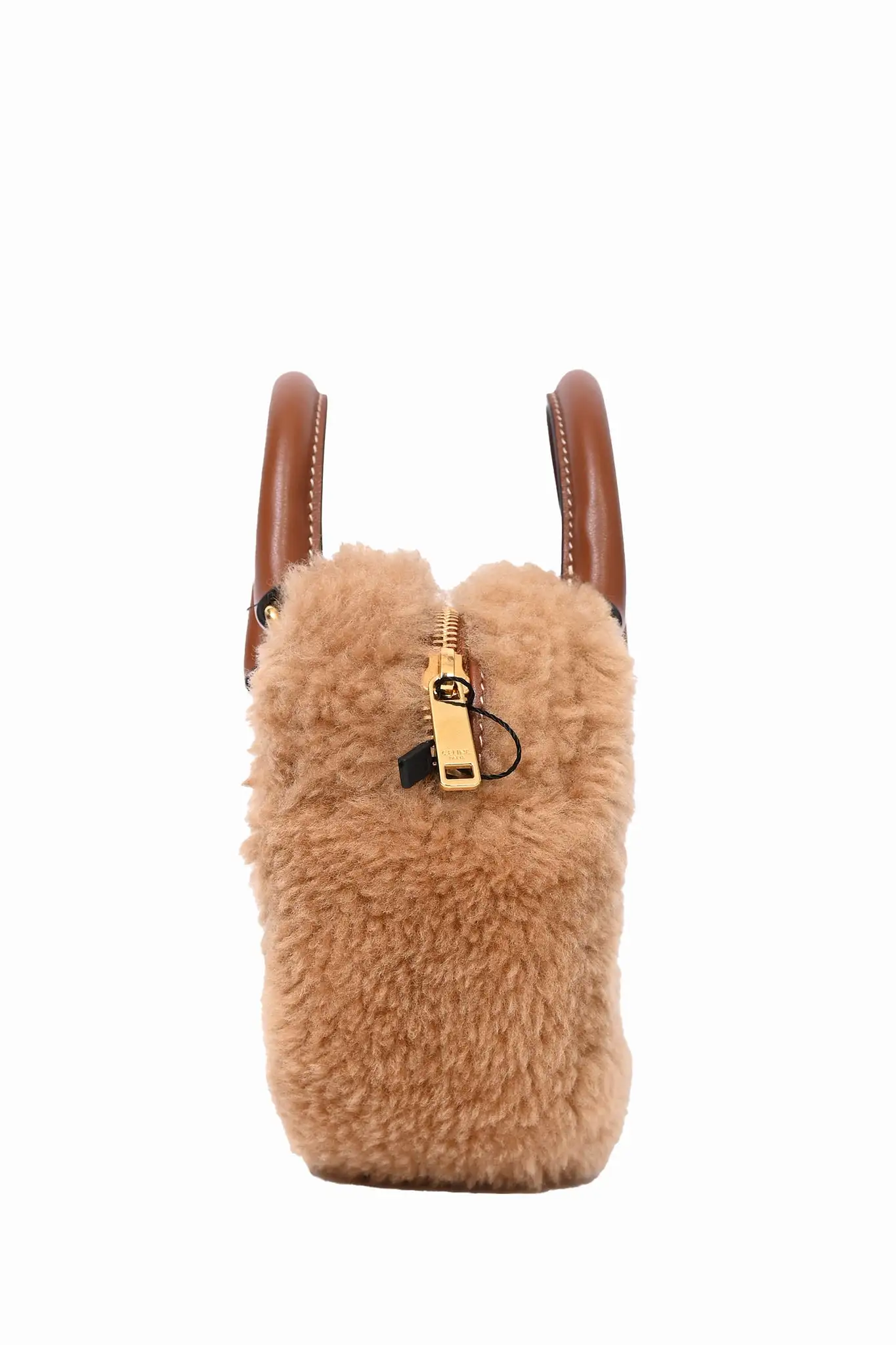 Celine Brown Shearling Mini Heart Bag with Strap