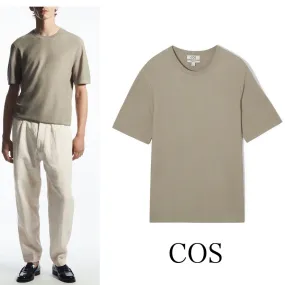 COS  |Crew Neck Silk Plain Cotton Short Sleeves Crew Neck T-Shirts