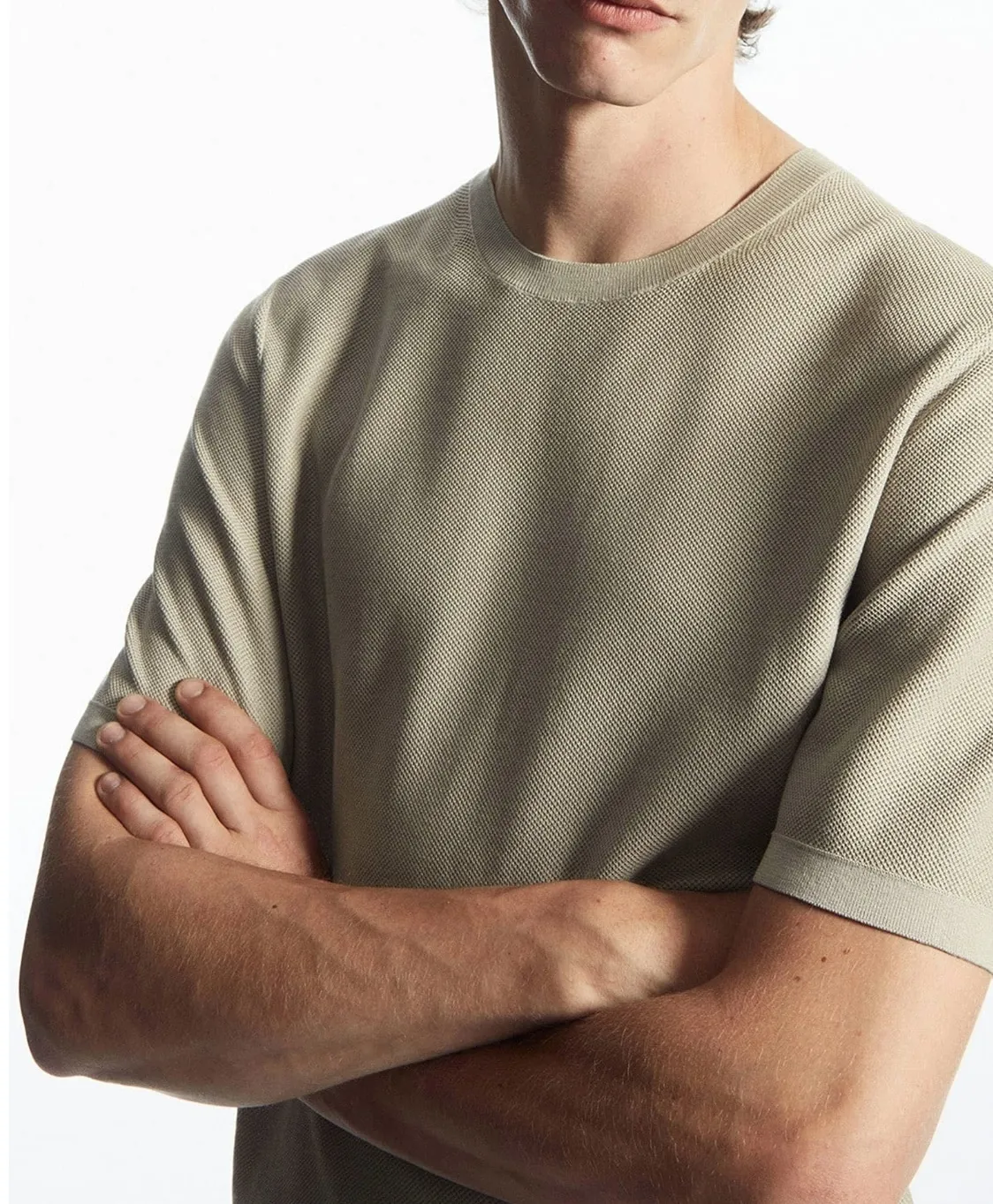 COS  |Crew Neck Silk Plain Cotton Short Sleeves Crew Neck T-Shirts