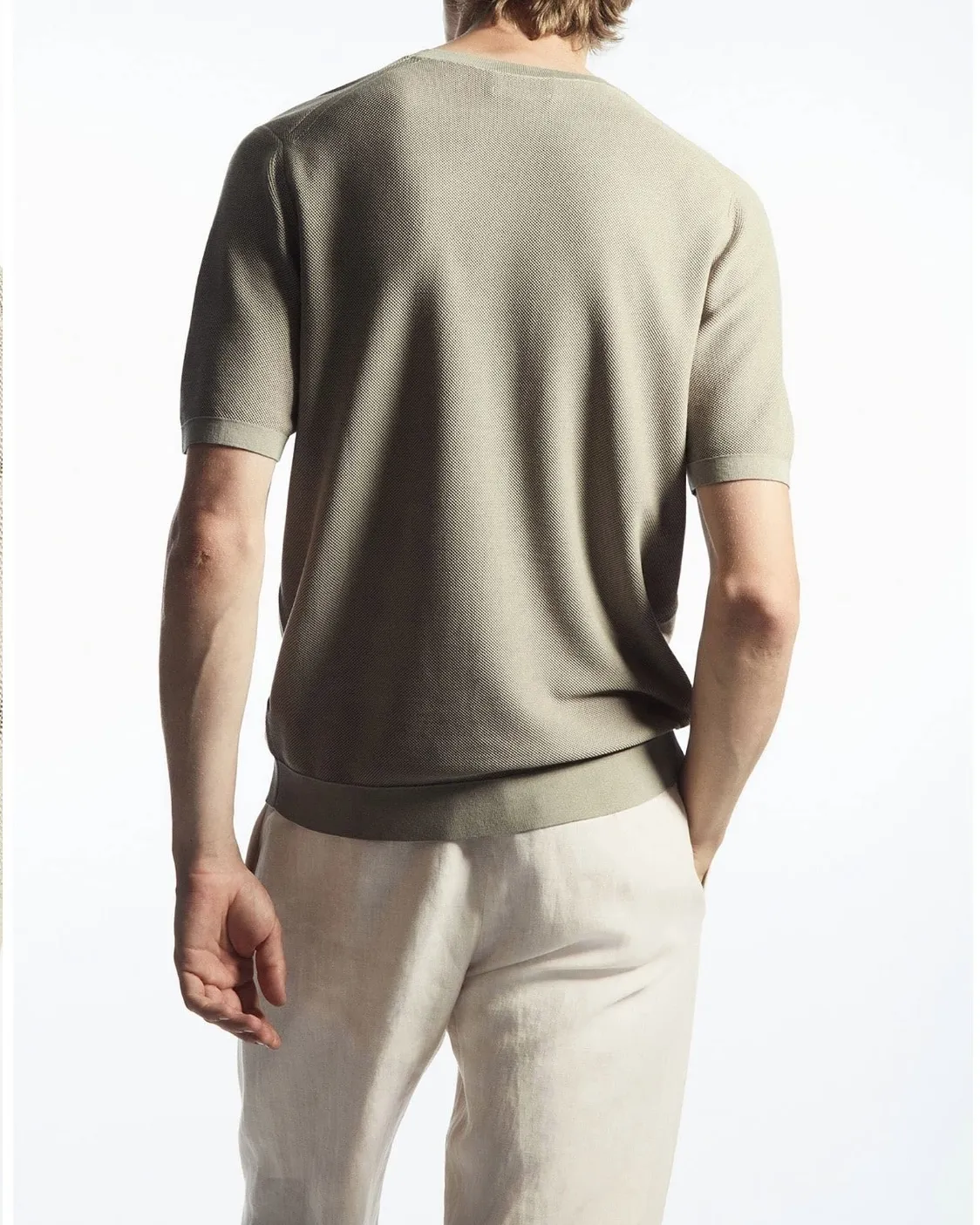 COS  |Crew Neck Silk Plain Cotton Short Sleeves Crew Neck T-Shirts