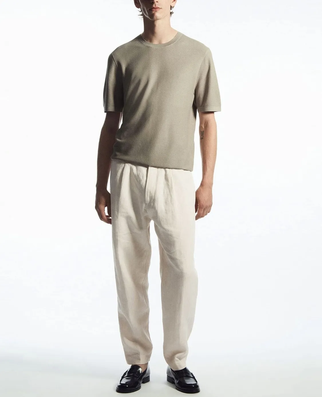 COS  |Crew Neck Silk Plain Cotton Short Sleeves Crew Neck T-Shirts