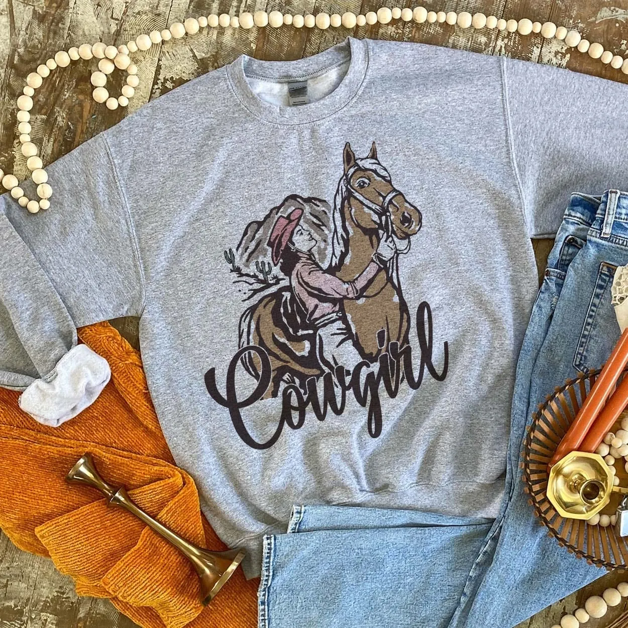 Cowgirl Ridin' Graphic Sweatshirt (made 2 order) LC