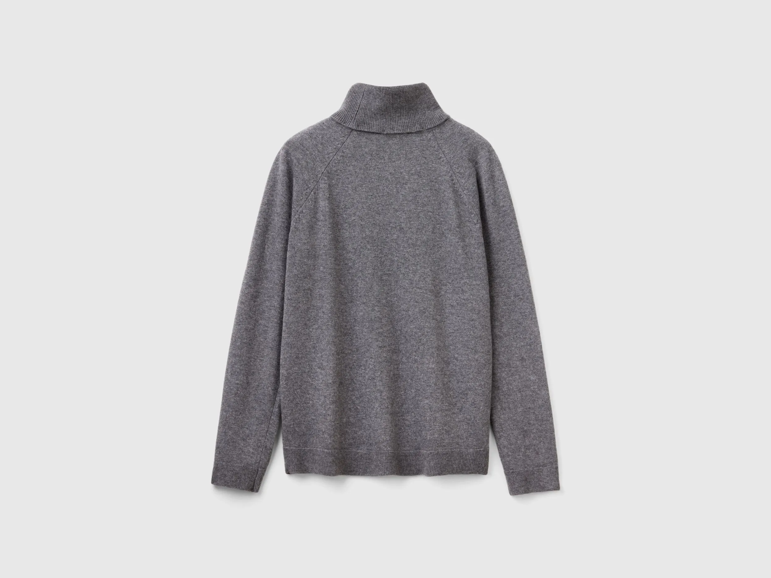 Dark gray turtleneck in wool and cashmere blend - Dark Gray | Benetton