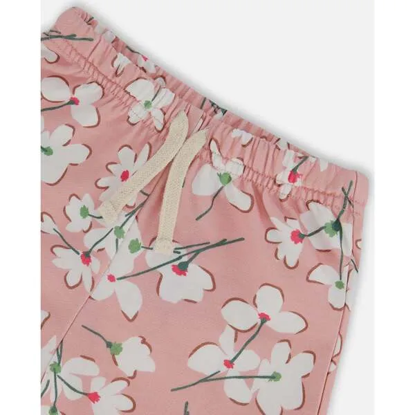 Deux par Deux French Terry Short, Pink Jasmine Flower Print