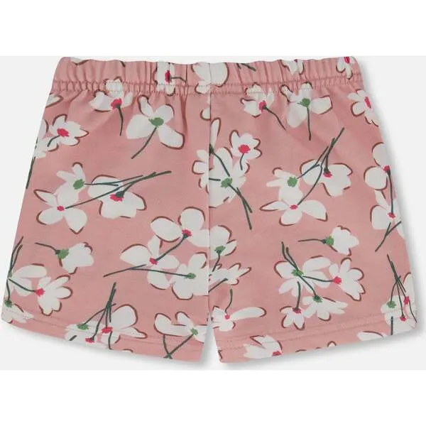 Deux par Deux French Terry Short, Pink Jasmine Flower Print