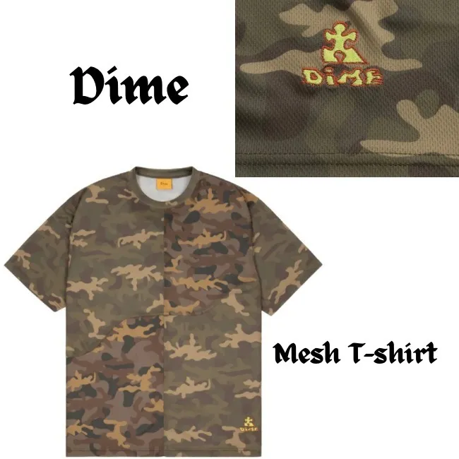 Dime  |Camouflage Unisex Street Style Short Sleeves Logo Military