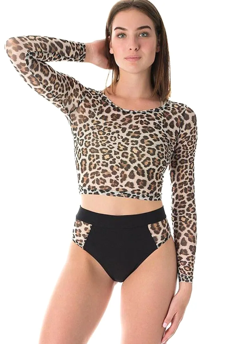 Dragonfly Pavi Crop Top - Leopard Mesh