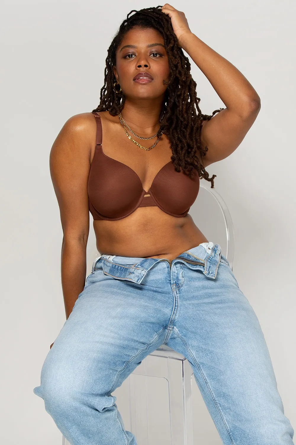 Everyday Invisible Full Coverage T-Shirt Bra | Chocolate Mesh