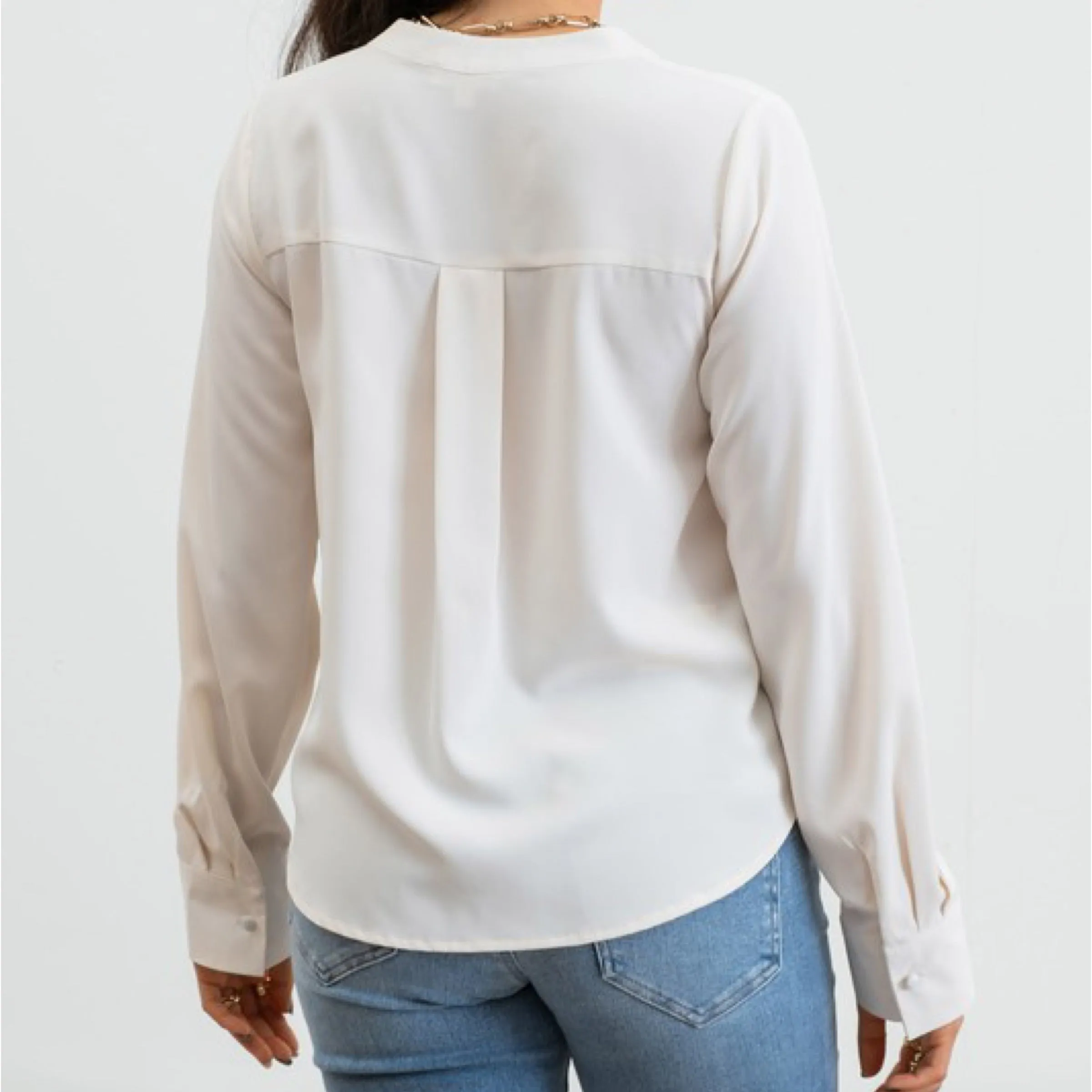 Extra Love Split Neck Long Sleeve Top