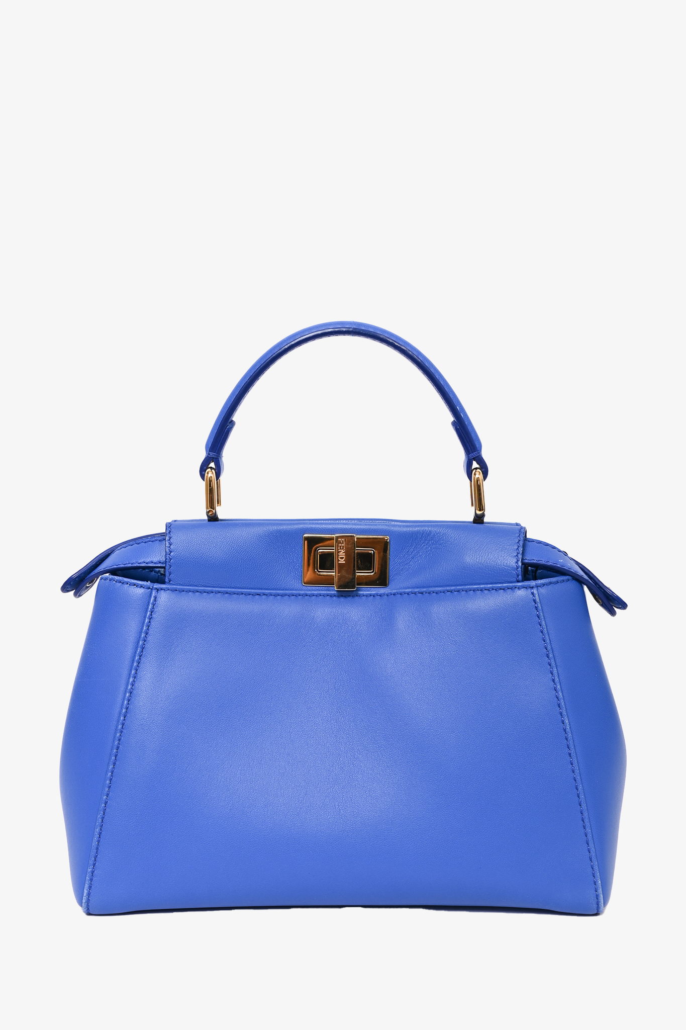 Fendi Blue Leather Mini Peek-A-Boo Top Handle with Strap