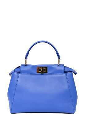 Fendi Blue Leather Mini Peek-A-Boo Top Handle with Strap