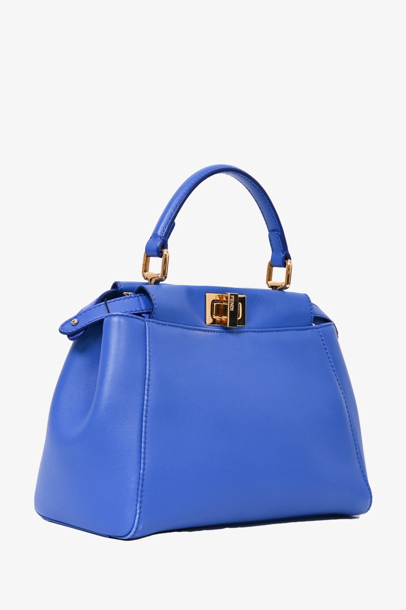 Fendi Blue Leather Mini Peek-A-Boo Top Handle with Strap