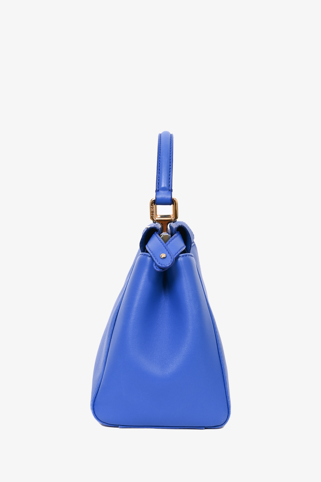 Fendi Blue Leather Mini Peek-A-Boo Top Handle with Strap