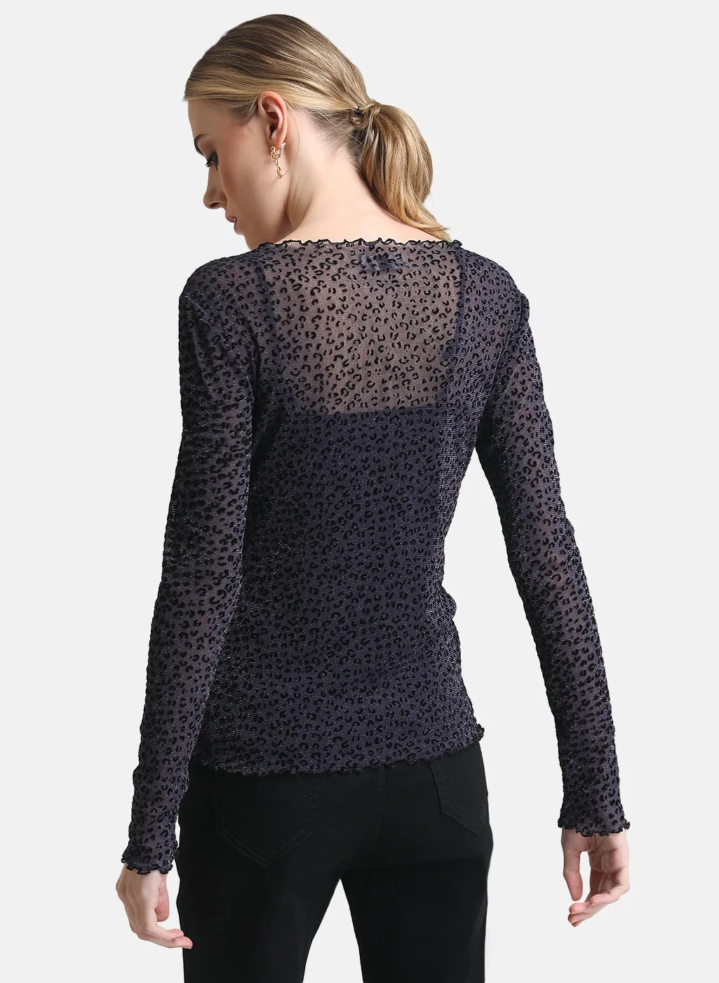 Flock Mesh Full Sleeve Top