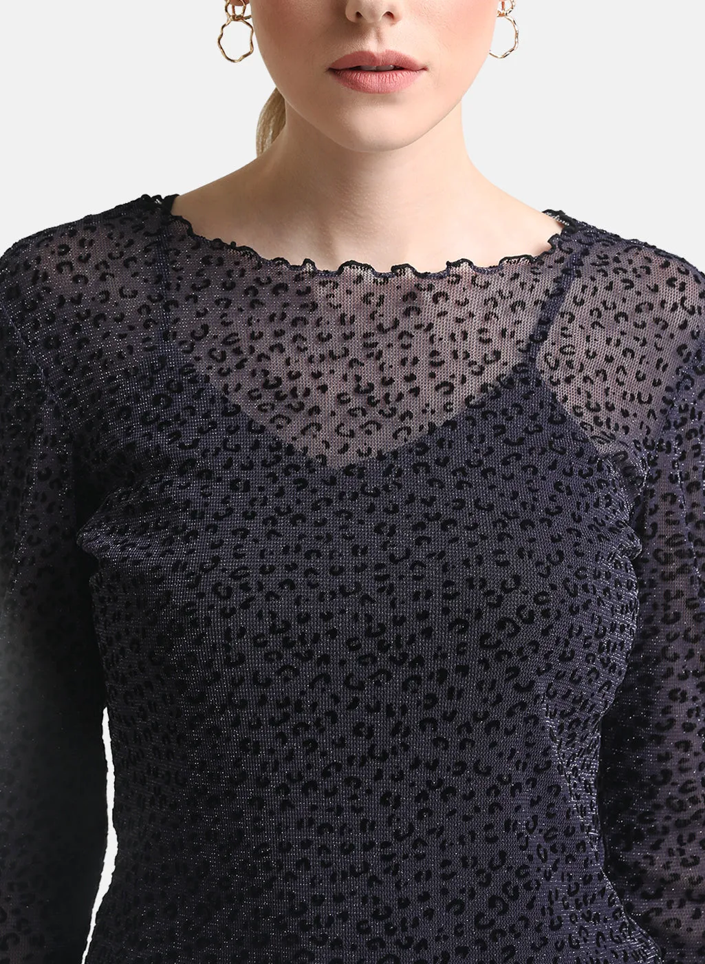 Flock Mesh Full Sleeve Top