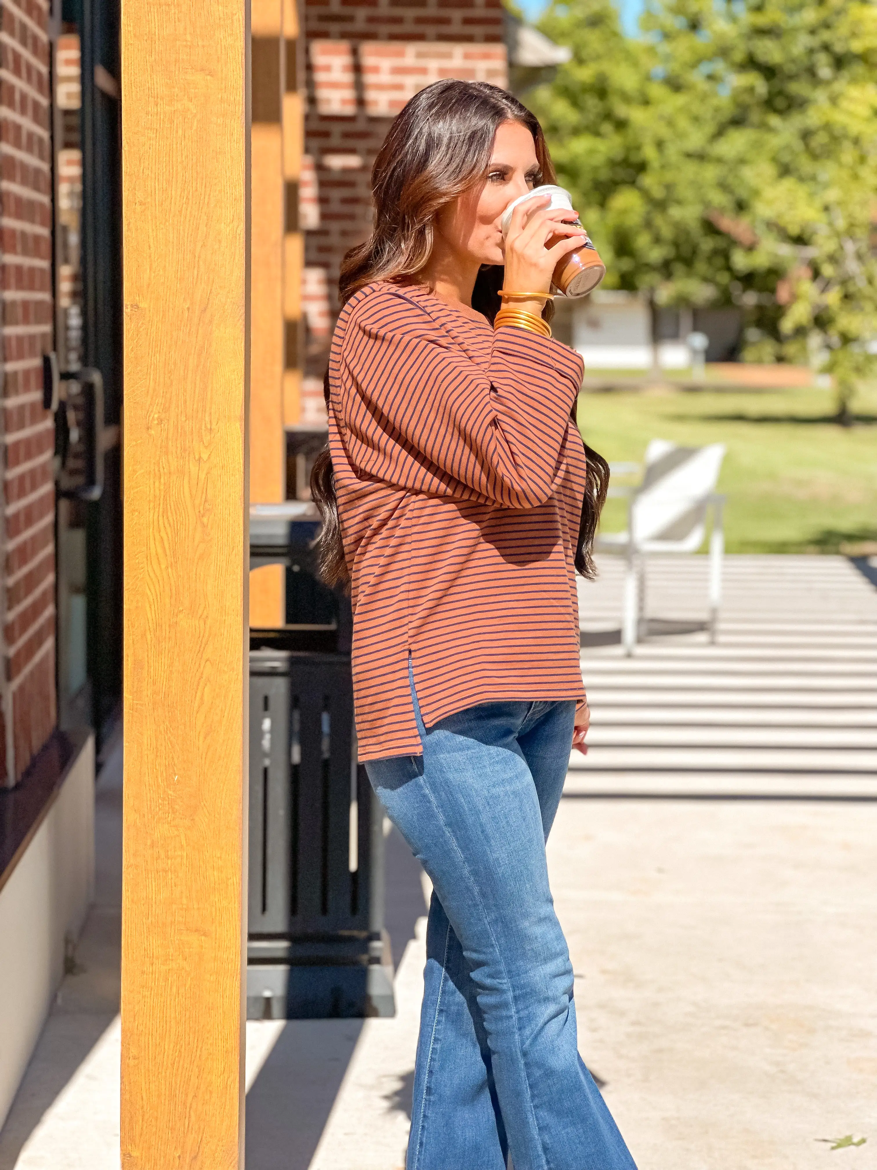 French Terry Striped Top