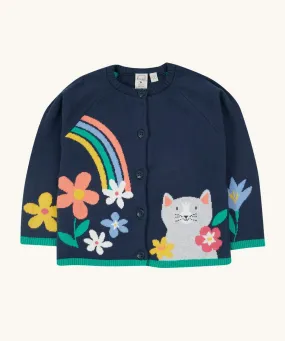 Frugi Reva Knitted Cardigan - Navy Blue/Cat