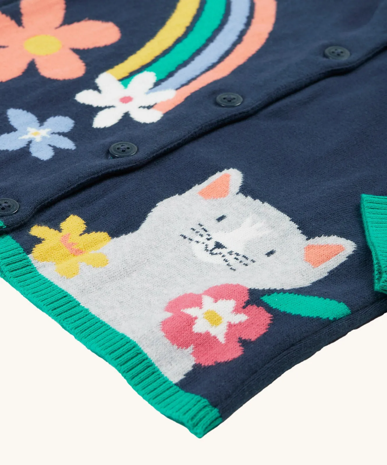 Frugi Reva Knitted Cardigan - Navy Blue/Cat