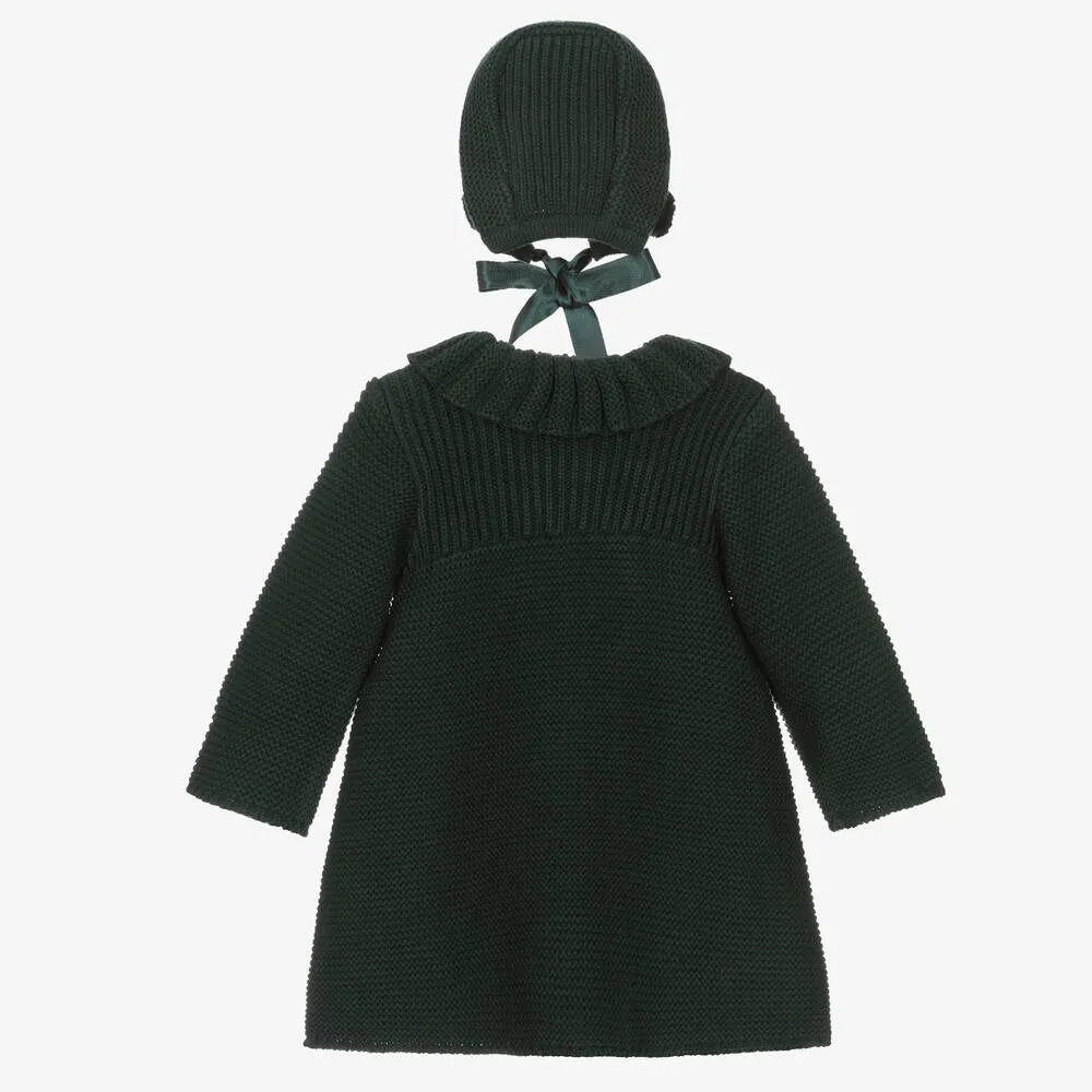 Girls Green Knitted Coat Set