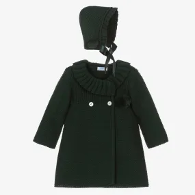 Girls Green Knitted Coat Set