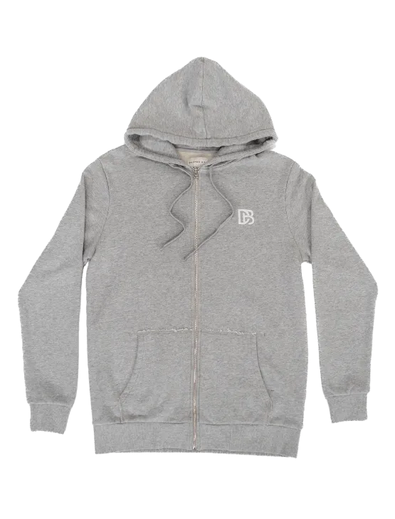 Grey Melange Zip Hoodie