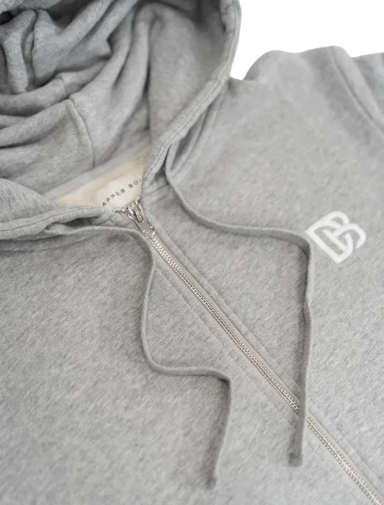 Grey Melange Zip Hoodie