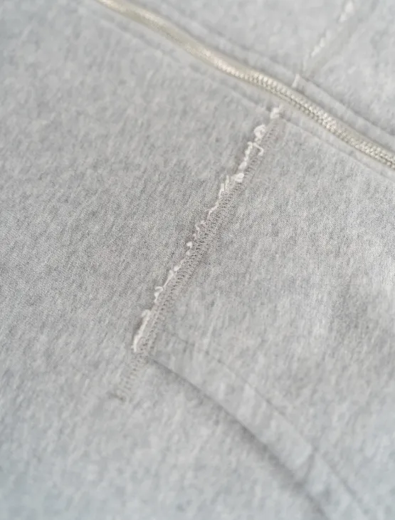 Grey Melange Zip Hoodie