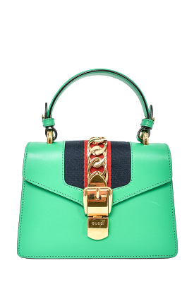 Gucci Green Leather Mini Sylvie Top Handle with Strap