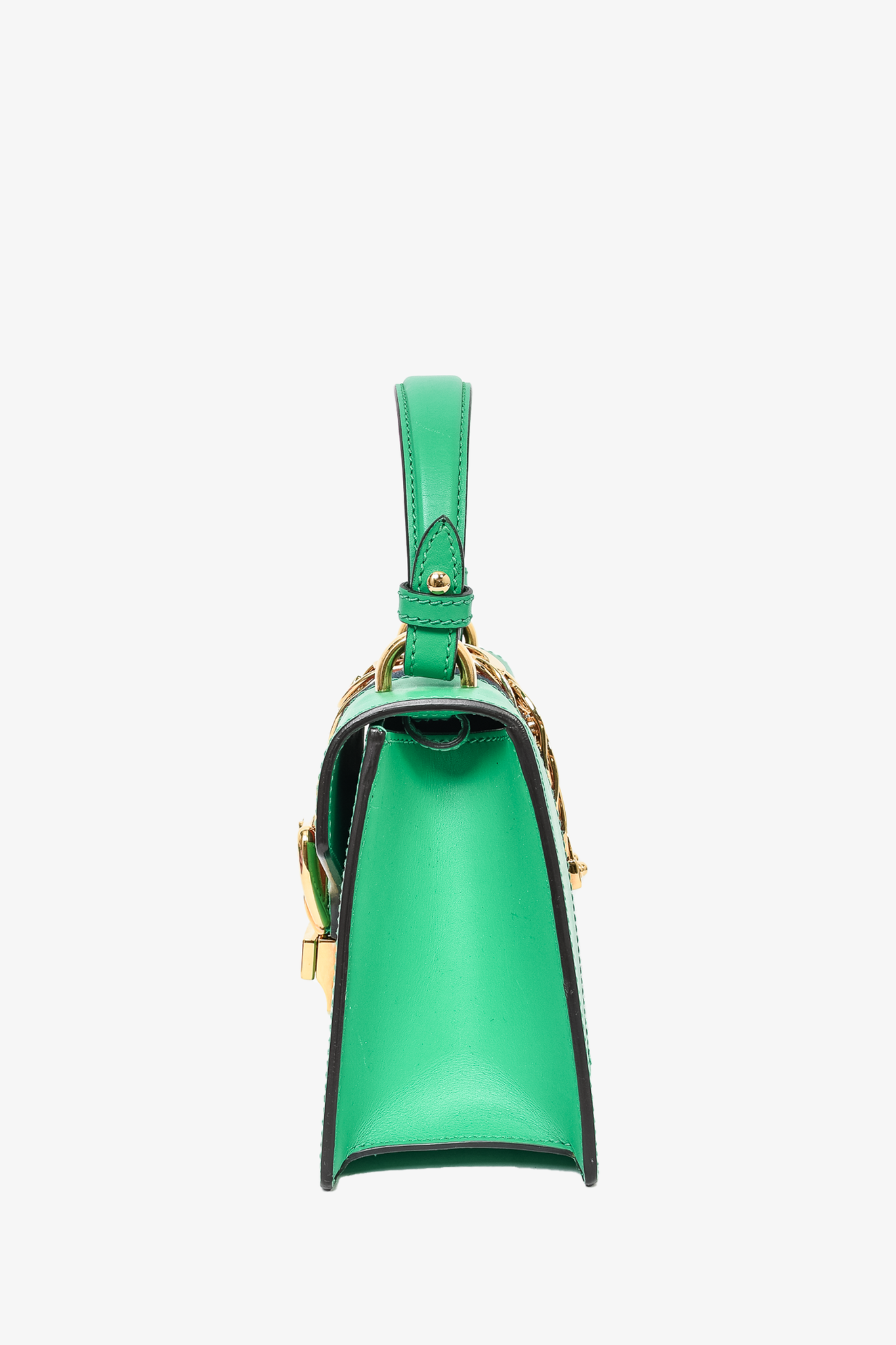 Gucci Green Leather Mini Sylvie Top Handle with Strap