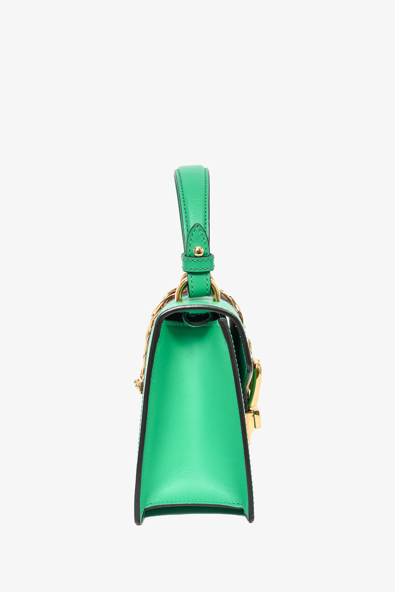 Gucci Green Leather Mini Sylvie Top Handle with Strap