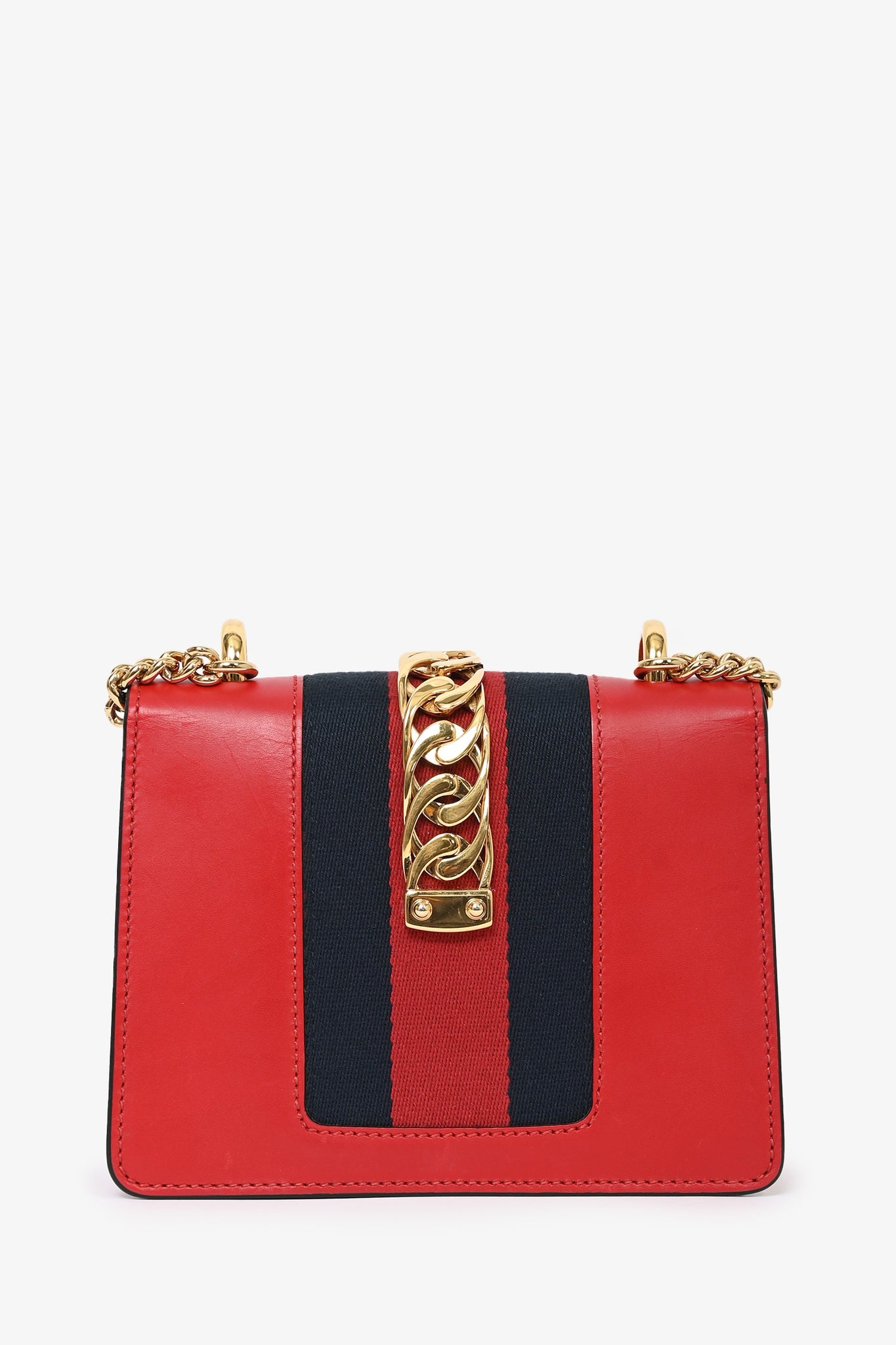 Gucci Red Leather Mini Sylvie Top Handle With Strap