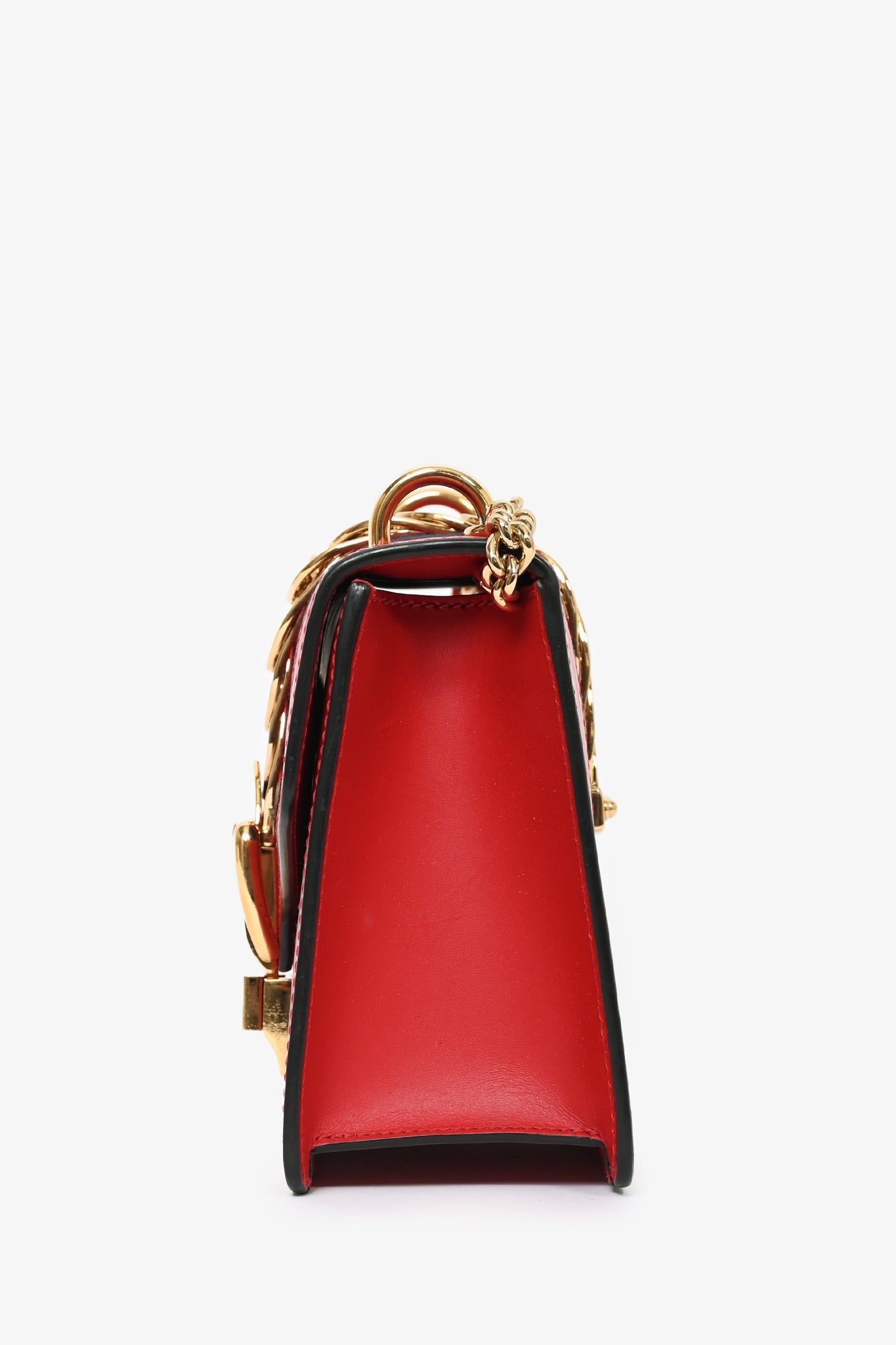 Gucci Red Leather Mini Sylvie Top Handle With Strap