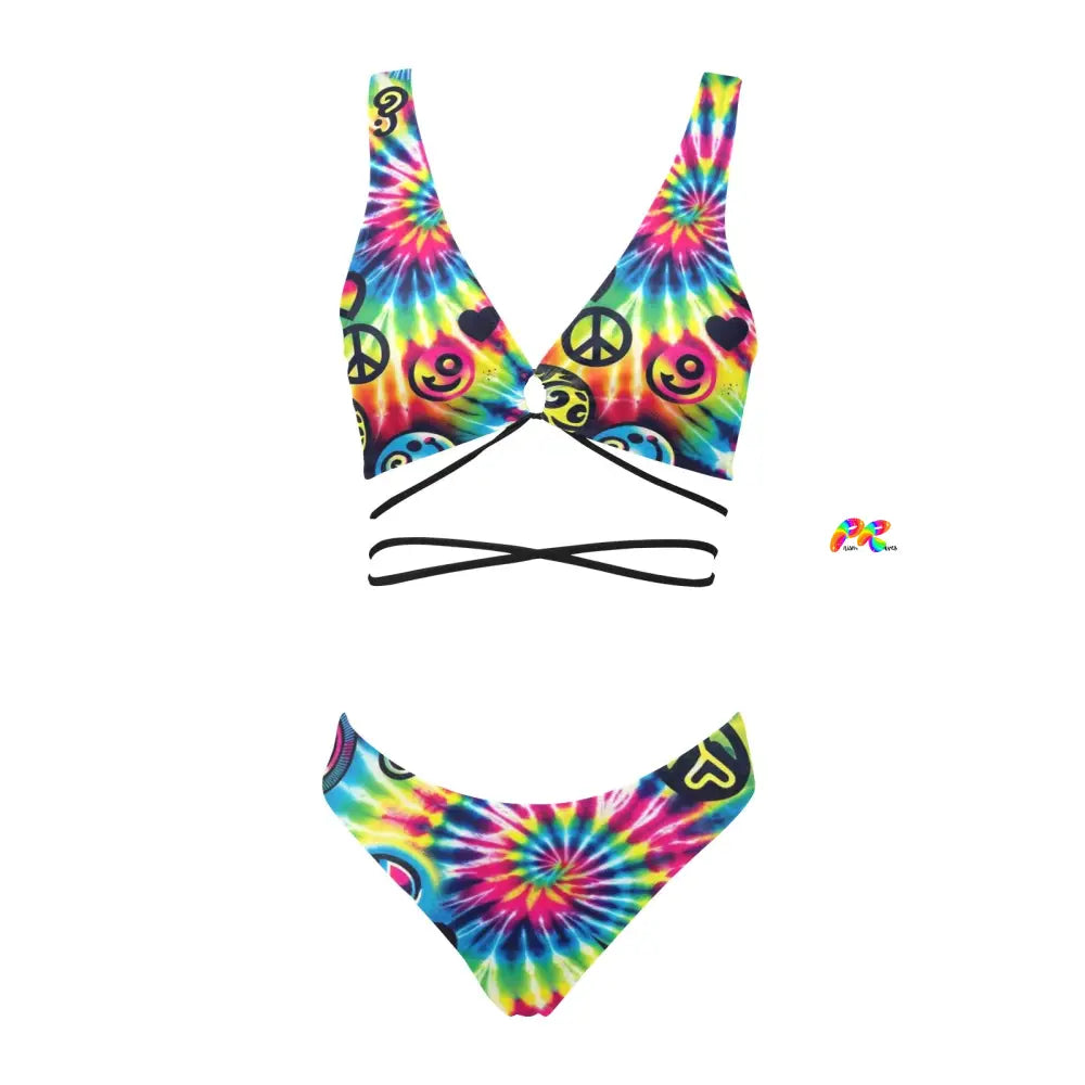 Happy Vibes Criss Cross Rave Bikini